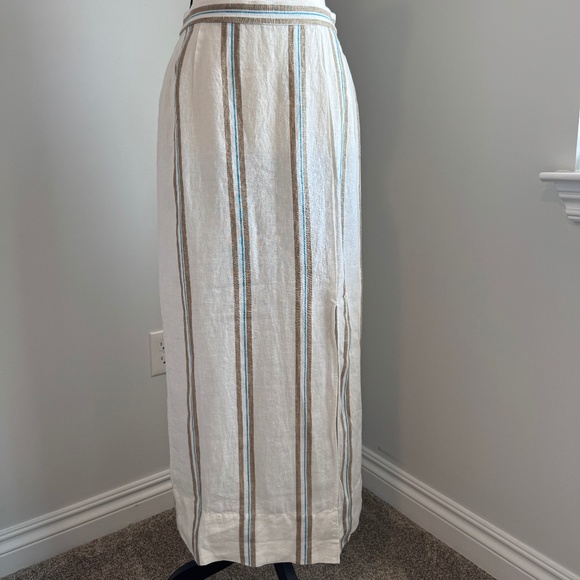 NWT Madewell  Column Striped Maxi Skirt in 100% Linen Olive Surplus Stripe SZ XS - Picture 8 of 9